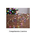 Fio de Cobre 5 Metros 50 LEDs Coloridos à Pilha Natal Pisca Pisca