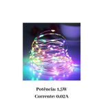 Fio de Cobre 5 Metros 50 LEDs Coloridos à Pilha Natal Pisca Pisca