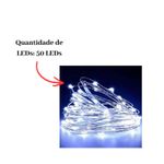 Fio de Cobre 5m 50 LEDs Branco Pisca Pisca Natal