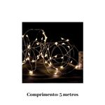 Fio de Fada Cobre 5 Metros 50 LEDs Branco Quente à Pilha Natal