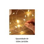 Fio de Fada Cobre 5 Metros 50 LEDs Branco Quente à Pilha Natal