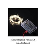 Fio de Fada Cobre 5 Metros 50 LEDs Branco Quente à Pilha Natal