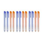 Kit 12 Canetas Borracha Retrátil Escolar Coloridas Apaga Fácil