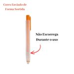Kit 12 Canetas Borracha Retrátil Escolar Coloridas Apaga Fácil