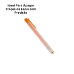 Kit 12 Canetas Borracha Retrátil Escolar Coloridas Apaga Fácil