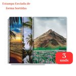 Kit 3 Cadernos Universitários Capa Dura 200 Folhas Sortidos