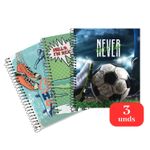 Kit 3 Caderno Universitário 10 Matérias 200 Folhas Capa Dura Escolar Masculino Sortido