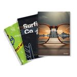 Kit 3 Caderno Universitário 10 Matérias 200 Folhas Capa Dura Escolar Masculino Sortido