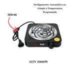 Fogareiro Elétrico 1 Boca 127V 1000W Portátil Sem Gás