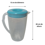 Kit Jarra 2 Litros Com 4 Copos De Plástico 350ml Para Suco Refresco Para Familia Grande Kit Jarra Resistente