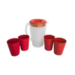 Kit Jarra 2 Litros Com 4 Copos De Plástico 350ml Para Suco Refresco Para Familia Grande Kit Jarra Resistente