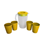 Kit Jarra 2 Litros Com 4 Copos De Plástico 350ml Para Suco Refresco Para Familia Grande Kit Jarra Resistente