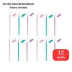 Kit 12 Canetas Gel 0.7mm Com Carimbo Escrita Azul Sortidas