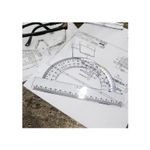 Kit 10 Transferidores Premium 180 Graus Cristal Transparente Escolar