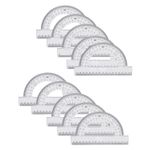 Kit 10 Transferidores Premium 180 Graus Cristal Transparente Escolar