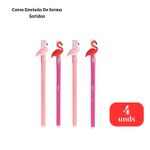 Kit 4 Canetas Gel Apagáveis Flamingo Azul Ponta Fina