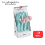 Kit 12 Canetas Gel Apagáveis 0.7mm Azul Ponta Fina Estampas Sortidas Escolar Estudos