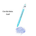 Kit 4 Canetas Gel Apagáveis Gatinho 0.7mm Azul Ponta Fina Estampas Sortidas