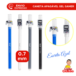 Caneta Gel Apagável Gamer 0.7mm Azul Ponta Fina Escolar Estudos