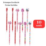 Kit 10 Lápis HB Fini com Borracha Estampas Sortidas Escolar