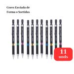 Kit 11 Lapiseiras 0.7mm Carbon Grip com Borracha Clip Removível Sortidas