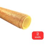 Kit 2 Folhas EVA Glitter Dourado 40x48cm Ouro Artesanato Festas Escola