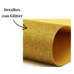 Kit 2 Folhas EVA Glitter Dourado 40x48cm Ouro Artesanato Festas Escola