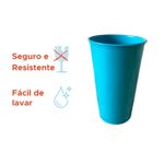 Kit 4 Pratos Quadrado Fundos + 4 Copos 300ml Plástico PP Coloridos