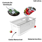 Organizador Retangular Com Tampa Tela Cesto Multiuso Geladeira Cozinha 6,8L