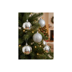 Kit 5 Bolas de Natal Prata Lisa e Glitter 8cm Árvore Natalina
