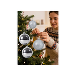 Kit 5 Bolas de Natal Prata Lisa e Glitter 8cm Árvore Natalina