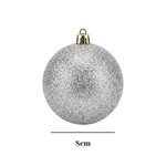 Kit 5 Bolas de Natal Prata Lisa e Glitter 8cm Árvore Natalina