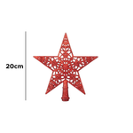 Estrela Ponteira Com Glitter Enfeite Natalino Árvore De Natal 20cm