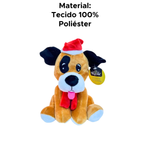 Cachorro De Pelucia Para Decoração De Natal Enfeite Natalino Gorro De Papai Noel