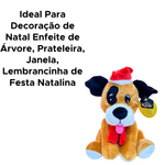 Cachorro De Pelucia Para Decoração De Natal Enfeite Natalino Gorro De Papai Noel