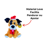 Cachorro De Pelucia Para Decoração De Natal Enfeite Natalino Gorro De Papai Noel