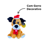 Cachorro De Pelucia Para Decoração De Natal Enfeite Natalino Gorro De Papai Noel