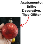 Kit Com 9 Bolas De Natal Gliter Lisa Fosca Enfeite Árvore 6cm Decoração