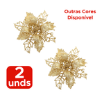 Enfeite De Natal Flor Com Presilha 2 Unidades Árvore Guirlanda Decoração