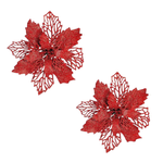 Enfeite De Natal Flor Com Presilha 2 Unidades Árvore Guirlanda Decoração