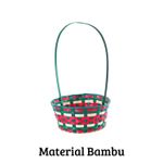 Cesta de Natal Bambu Feliz Natal 43x26cm Decoração de Mesa e Ceia