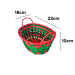 Cesta de Natal Bambu Feliz Natal 23x18x10cm Para Decoração De Mesa Vespera De Natal