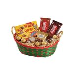 Cesta de Natal Bambu Feliz Natal 23x18x10cm Para Decoração De Mesa Vespera De Natal