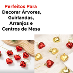Kit Enfeite Natal Coração 4cm Com 6 Unidades Para Árvore De Natal Festa Decoração