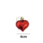 Kit Enfeite Natal Coração 4cm Com 6 Unidades Para Árvore De Natal Festa Decoração