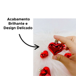 Kit Enfeite Natal Coração 4cm Com 6 Unidades Para Árvore De Natal Festa Decoração