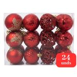 Kit Com 24 Bolas De Natal Decorada Luxo Decoração Enfeites De Natalino Para Árvore