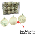 Kit Com 24 Bolas De Natal Decorada Luxo Decoração Enfeites De Natalino Para Árvore
