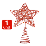 Estrela Ponteira Natal 20cm com Glitter Enfeite Árvore