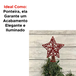 Estrela Ponteira Natal 20cm com Glitter Enfeite Árvore